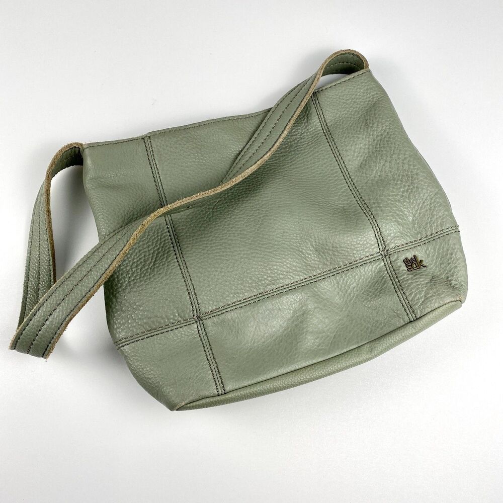 The Sak De Young Hobo Shoulder Bag Pebbled Green Leather Handbag MSRP $149